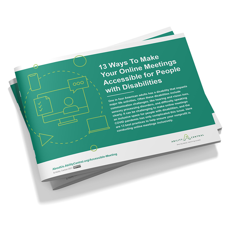 Booklet titled 13 ways to make your online meetings accessible for people with disabilities