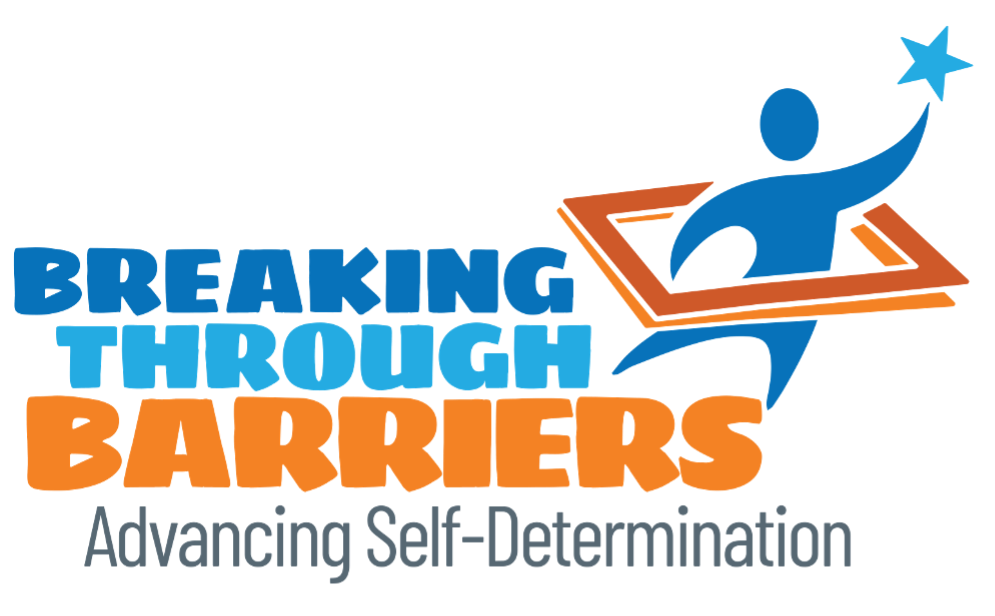 Conference logo graphic reading "Breaking Through Barriers - Advancing Self-Determination"